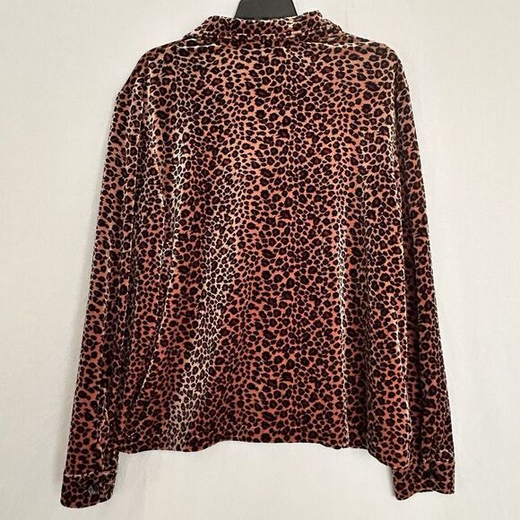 Lauren Ralph Lauren Women's 1X Velour Button Up Cheetah Shirt - Picture 3 of 10